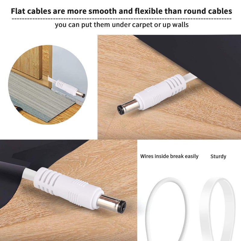 Uogw 3 Pack 20ft/6m DC Power Extension Cable 2.1mm x 5.5mm Compatible with 12V DC Adapter Cord for CCTV IP Camera, LED, Car - White - Image 3